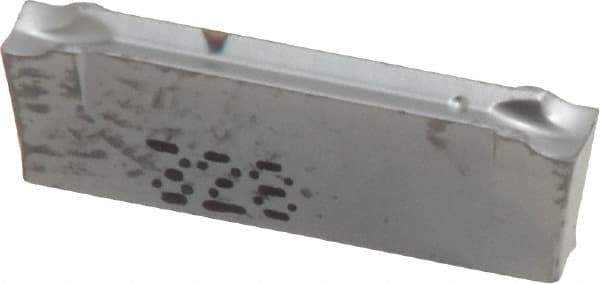 Iscar - DGN J IC328 Grade, 0.122" Cutting Width, Carbide Cutoff Insert - 0° Neutral Lead Angle, 0.0079" Cnr Rad, TiCN Coated, Double End - USA Tool & Supply