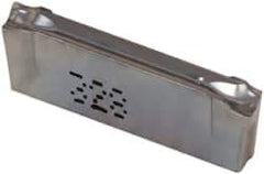 Iscar - DGR J IC328 Grade, 0.122" Cutting Width, Carbide Cutoff Insert - 15° Right Hand Lead Angle, 0.0079" Cnr Rad, TiCN Coated, Double End - USA Tool & Supply