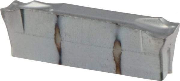 Iscar - DGR J IC328 Grade, 0.1575" Cutting Width, Carbide Cutoff Insert - 4° Right Hand Lead Angle, 0.0118" Cnr Rad, TiCN Coated, Double End - USA Tool & Supply