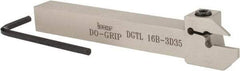 Iscar - 0.6299" Max Depth of Cut, 3mm Min Groove Width, 140mm OAL, Left Hand Indexable Grooving Cutoff Toolholder - 16mm Shank Height x 16mm Shank Width, DG. 1../DG. 3.. Insert Style, DGT Toolholder Style, Series Do Grip - USA Tool & Supply