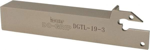 Iscar - 0.118" Min Groove Width, 4-1/2" OAL, Left Hand Indexable Grooving Cutoff Toolholder - 3/4" Shank Height x 3/4" Shank Width, DG. 1../DG. 3.. Insert Style, DGT Toolholder Style, Series Do Grip - USA Tool & Supply