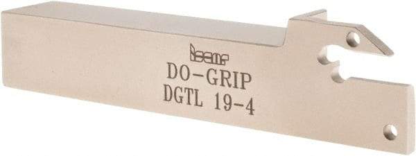 Iscar - External Thread, 1" Max Depth of Cut, 0.157" Min Groove Width, 4-1/2" OAL, Left Hand Indexable Grooving Cutoff Toolholder - 3/4" Shank Height x 3/4" Shank Width, DG.. Insert Style, DGT Toolholder Style, Series Do-Grip - USA Tool & Supply