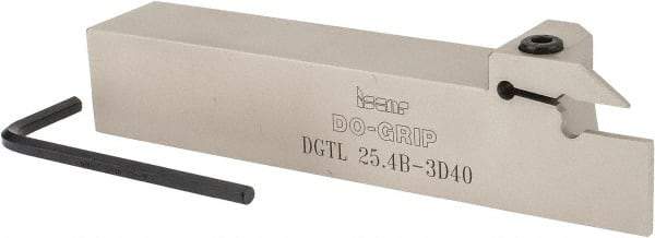 Iscar - 0.787" Max Depth of Cut, 0.118" Min Groove Width, 5-1/2" OAL, Left Hand Indexable Grooving Cutoff Toolholder - 1" Shank Height x 1" Shank Width, DG. 1../DG. 3.. Insert Style, DGT Toolholder Style, Series Do Grip - USA Tool & Supply