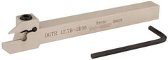 Iscar - 0.591" Max Depth of Cut, 0.075" Min Groove Width, 5-1/2" OAL, Right Hand Indexable Grooving Cutoff Toolholder - 1/2" Shank Height x 1/2" Shank Width, DG. 1../DG. 2.. Insert Style, DGT Toolholder Style, Series Do Grip - USA Tool & Supply