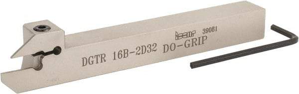 Iscar - 0.6299" Max Depth of Cut, 1.9mm Min Groove Width, 140mm OAL, Right Hand Indexable Grooving Cutoff Toolholder - 16mm Shank Height x 16mm Shank Width, DG. 1../DG. 2.. Insert Style, DGT Toolholder Style, Series Do Grip - USA Tool & Supply