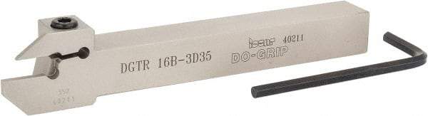 Iscar - 0.6299" Max Depth of Cut, 3mm Min Groove Width, 140mm OAL, Right Hand Indexable Grooving Cutoff Toolholder - 16mm Shank Height x 16mm Shank Width, DG. 1../DG. 3.. Insert Style, DGT Toolholder Style, Series Do Grip - USA Tool & Supply