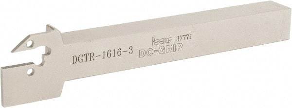 Iscar - 3mm Min Groove Width, 150mm OAL, Right Hand Indexable Grooving Cutoff Toolholder - 16mm Shank Height x 16mm Shank Width, DG. 1../DG. 3.. Insert Style, DGT Toolholder Style, Series Do Grip - USA Tool & Supply