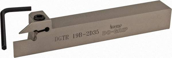 Iscar - External Thread, 0.689" Max Depth of Cut, 0.075" Min Groove Width, 5-1/2" OAL, Right Hand Indexable Grooving Cutoff Toolholder - 0.063 Seat Size, 3/4" Shank Height x 3/4" Shank Width, DG.. Insert Style, DGT Toolholder Style, Series Do-Grip - USA Tool & Supply
