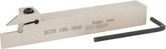 Iscar - 0.787" Max Depth of Cut, 0.118" Min Groove Width, 5-1/2" OAL, Right Hand Indexable Grooving Cutoff Toolholder - 3/4" Shank Height x 3/4" Shank Width, DG. 1../DG. 3.. Insert Style, DGT Toolholder Style, Series Do Grip - USA Tool & Supply