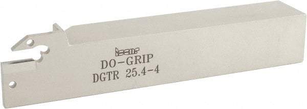 Iscar - 0.157" Min Groove Width, 6" OAL, Right Hand Indexable Grooving Cutoff Toolholder - 1" Shank Height x 1" Shank Width, DG. 4../GRIP 4.. Insert Style, DGT Toolholder Style, Series Do Grip - USA Tool & Supply