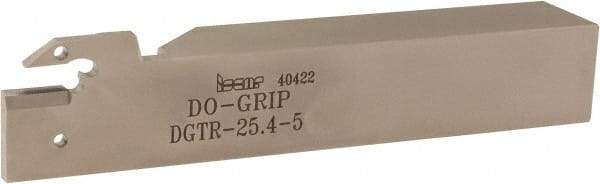 Iscar - External Thread, 0.189" Min Groove Width, 6" OAL, Right Hand Indexable Grooving Cutoff Toolholder - 0.157 Seat Size, 1" Shank Height x 1" Shank Width, DG../GRIP Insert Style, DGT Toolholder Style, Series Do-Grip - USA Tool & Supply