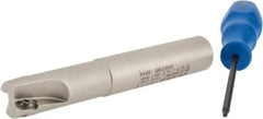 Iscar - 3/4" Cut Diam, 0.394" Max Depth of Cut, 3/4" Shank Diam, 4-3/4" OAL, Indexable Square Shoulder End Mill - AP..1003.., HM90 AP..1003.. Inserts, Weldon Shank, 90° Lead Angle, Series Heli2000 - USA Tool & Supply