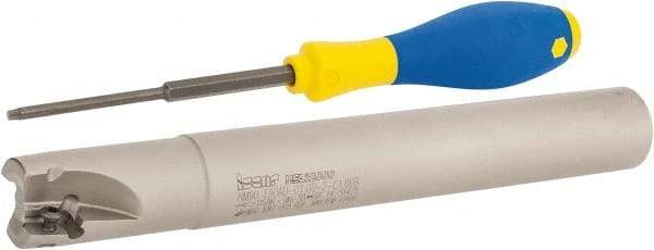 Iscar - 1" Cut Diam, 0.56" Max Depth of Cut, 1" Shank Diam, 7.87" OAL, Indexable Square Shoulder End Mill - AD..1505.., HM90 AD..1505 Inserts, Cylindrical Shank, 90° Lead Angle, Series Heli2000 - USA Tool & Supply