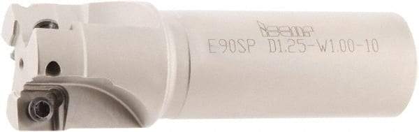 Iscar - 1-1/4" Cut Diam, 0.38" Max Depth of Cut, 1" Shank Diam, 3-3/4" OAL, Indexable Square Shoulder End Mill - S/Q/XPM. 1004.-HQ Inserts, Weldon Shank, 90° Lead Angle, Series Heliquad - USA Tool & Supply