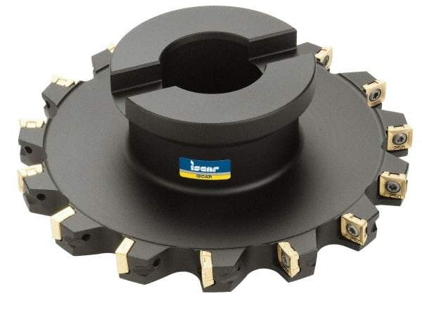 Iscar - Shell Mount B Connection, 0.37" Cutting Width, 1.07" Depth of Cut, 4" Cutter Diam, 1" Hole Diam, 11 Tooth Indexable Slotting Cutter - FST Toolholder, Q/X/SPMT 100408PDTN Insert - USA Tool & Supply