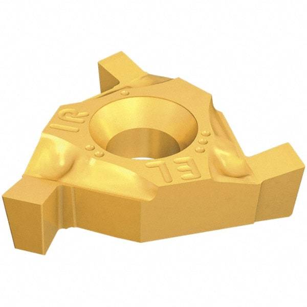 Iscar - 16ER/IL100GTGA Grade IC508, 1mm Cutting Width Carbide Grooving Insert - 1.55mm Max Depth of Cut, Left Hand, 0.1mm Corner Radius, TiCN/TiN Finish - USA Tool & Supply