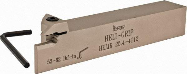 Iscar - External Thread, 0.47" Max Depth of Cut, 0.157" Min Groove Width, 6" OAL, Right Hand Indexable Grooving Cutoff Toolholder - 0.126 Seat Size, 1" Shank Height x 1" Shank Width, DG../GRIP/HGN 300. Insert Style, HELI Toolholder Style, Series Heli-Grip - USA Tool & Supply