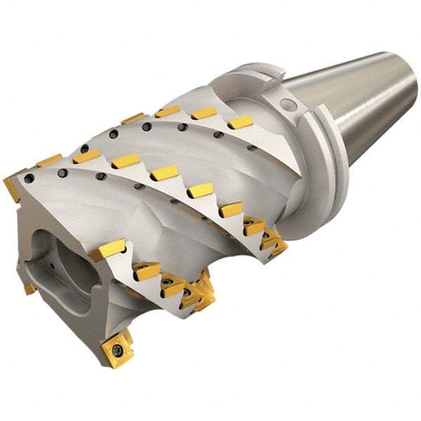 Iscar - 3.94" Cut Diam, 4.13" Max Depth of Cut, Indexable Square Shoulder Helical End Mill - CAT 50 Taper Shank, 90° Lead Angle, Series Heliquad - USA Tool & Supply