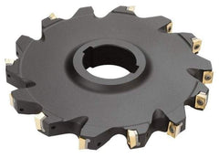 Iscar - Arbor Hole Connection, 1/2" Cutting Width, 1.81" Depth of Cut, 6" Cutter Diam, 1-1/2" Hole Diam, 14 Tooth Indexable Slotting Cutter - SDN Toolholder, QPMT PDTN Insert - USA Tool & Supply