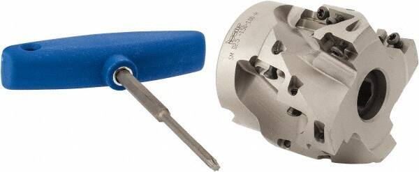 Iscar - 12 Inserts, 2-1/2" Cut Diam, 1" Arbor Diam, 1-1/2" Max Depth of Cut, Indexable Square-Shoulder Face Mill - 0/90° Lead Angle, 2.38" High, AD..1505.. & HM90 AD..1505.. Insert Compatibility, Series SM - USA Tool & Supply