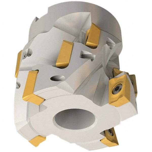 Iscar - 4" Cut Diam, 1-1/2" Arbor Hole, 1-1/2" Max Depth of Cut, 0.4° Indexable Chamfer & Angle Face Mill - 18 Inserts, HM 90 ADKT 1505... Insert, Right Hand Cut, 6 Flutes, Series SM - USA Tool & Supply