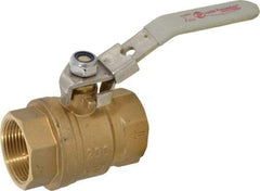 Value Collection - 1-1/4" Pipe, Full Port, Brass Full Port Ball Valve - Inline - One Way Flow, FNPTF x FNPTF Ends, Locking Lever Handle, 200 WOG, 150 WSP - USA Tool & Supply