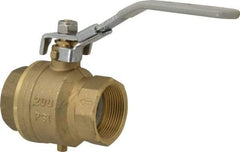Value Collection - 1-1/2" Pipe, Full Port, Brass Full Port Ball Valve - Inline - One Way Flow, FNPT x FNPT Ends, Locking Lever Handle, 200 WOG, 150 WSP - USA Tool & Supply