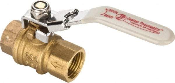 Value Collection - 1/2" Pipe, Full Port, Brass Full Port Ball Valve - Inline - One Way Flow, FNPT x FNPT Ends, Locking Lever Handle, 300 WOG, 150 WSP - USA Tool & Supply