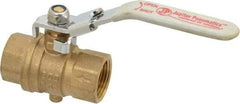 Value Collection - 3/4" Pipe, Full Port, Brass Full Port Ball Valve - Inline - One Way Flow, FNPT x FNPT Ends, Locking Lever Handle, 300 WOG, 150 WSP - USA Tool & Supply