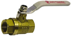 Value Collection - 3/8" Pipe, Full Port, Brass Full Port Ball Valve - Inline - Two Way Flow, FNPT x FNPT Ends, Lever Handle, 600 WOG, 150 WSP - USA Tool & Supply