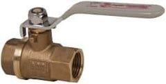 Value Collection - 1/2" Pipe, Full Port, Brass Full Port Ball Valve - Inline - Two Way Flow, FNPT x FNPT Ends, Lever Handle, 600 WOG, 150 WSP - USA Tool & Supply