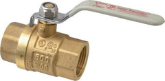 Value Collection - 1" Pipe, Full Port, Brass UL Listed Ball Valve - Inline - Two Way Flow, FNPT x FNPT Ends, Lever Handle, 600 WOG, 150 WSP - USA Tool & Supply