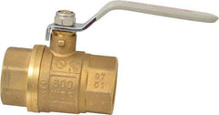 Value Collection - 1-1/4" Pipe, Full Port, Brass UL Listed Ball Valve - Inline - Two Way Flow, FNPT x FNPT Ends, Lever Handle, 600 WOG, 150 WSP - USA Tool & Supply