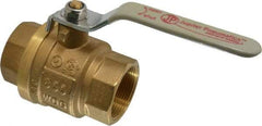Value Collection - 1-1/2" Pipe, Full Port, Brass UL Listed Ball Valve - Inline - Two Way Flow, FNPT x FNPT Ends, Lever Handle, 600 WOG, 150 WSP - USA Tool & Supply