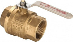 Value Collection - 2" Pipe, Full Port, Brass UL Listed Ball Valve - Inline - Two Way Flow, FNPT x FNPT Ends, Lever Handle, 600 WOG, 150 WSP - USA Tool & Supply