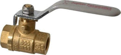 Value Collection - 1/4" Pipe, Full Port, Brass UL Listed Ball Valve - Inline - Two Way Flow, FNPT x FNPT Ends, Lever Handle, 600 WOG, 150 WSP - USA Tool & Supply