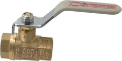 Value Collection - 3/8" Pipe, Full Port, Brass UL Listed Ball Valve - Inline - Two Way Flow, FNPT x FNPT Ends, Lever Handle, 600 WOG, 150 WSP - USA Tool & Supply