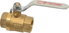 Value Collection - 1" Pipe, Full Port, Brass Full Port Ball Valve - Inline - Two Way Flow, MNPT x FNPT Ends, Lever Handle, 600 WOG, 150 WSP - USA Tool & Supply