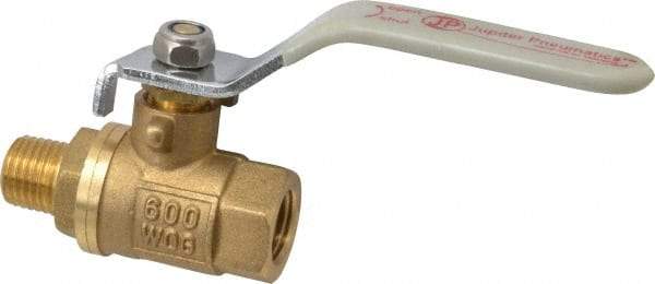Value Collection - 1/4" Pipe, Full Port, Brass Full Port Ball Valve - Inline - Two Way Flow, MNPT x FNPT Ends, Lever Handle, 600 WOG, 150 WSP - USA Tool & Supply