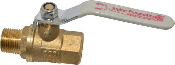 Value Collection - 1/2" Pipe, Full Port, Brass Full Port Ball Valve - Inline - Two Way Flow, MNPT x FNPT Ends, Lever Handle, 600 WOG, 150 WSP - USA Tool & Supply