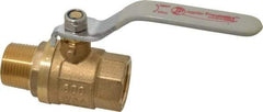 Value Collection - 3/4" Pipe, Full Port, Brass Full Port Ball Valve - Inline - Two Way Flow, MNPT x FNPT Ends, Lever Handle, 600 WOG, 150 WSP - USA Tool & Supply
