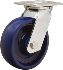 Hamilton - 6" Diam x 2" Wide x 7-1/2" OAH Top Plate Mount Swivel Caster - Polyurethane, 900 Lb Capacity, Sealed Precision Ball Bearing, 4 x 4-1/2" Plate - USA Tool & Supply