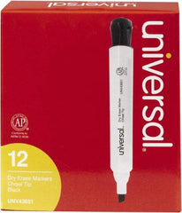 UNIVERSAL - Black, Chisel Tip, Dozen Dry Erase Markers - For Use with Dry Erase Marker Boards - USA Tool & Supply