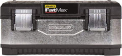 Stanley - 2 Compartment 1 Tray Tool Box - 19-5/8" Wide x 8-11/16" Deep x 11-1/8" High, Metal/Plastic, Black/Silver - USA Tool & Supply
