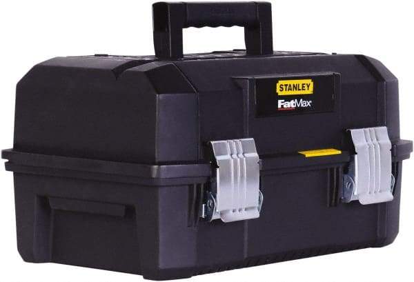 Stanley - 3 Compartment 2 Drawer Tool Box - 17-29/32" Wide x 12-7/64" Deep x 9-13/64" High, Structural Foam, Black - USA Tool & Supply