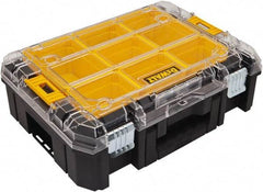 DeWALT - 7 Compartment Tool Organizer - 12-61/64" Wide x 17-5/32" Deep x 5-21/32" High, Structural Foam, Black/Yellow with Clear - USA Tool & Supply