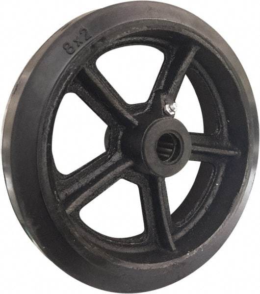Value Collection - 8 Inch Diameter x 2 Inch Wide, Rubber on Cast Iron Caster Wheel - 600 Lb. Capacity, 5/8 Inch Axle Diameter, Roller Bearing - USA Tool & Supply