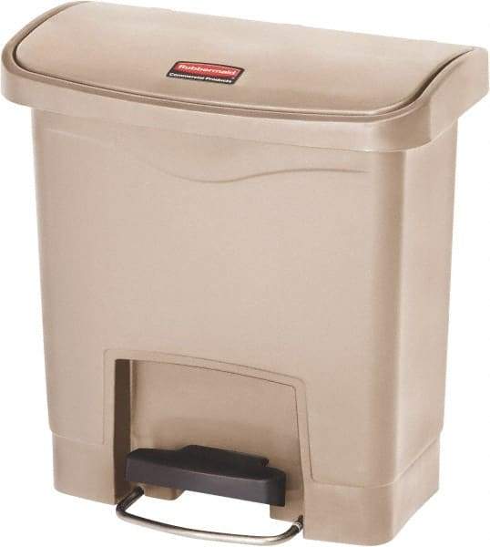 Rubbermaid - 4 Gal Rectangle Unlabeled Trash Can - 15.7" High x 14-7/8" Long, Beige, Resin - USA Tool & Supply