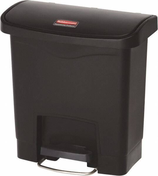 Rubbermaid - 4 Gal Rectangle Unlabeled Trash Can - 15.7" High x 14-7/8" Long, Black, Resin - USA Tool & Supply