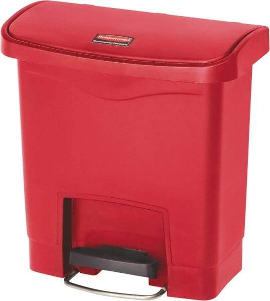 Rubbermaid - 4 Gal Rectangle Unlabeled Trash Can - 15.7" High x 14-7/8" Long, Red, Resin - USA Tool & Supply